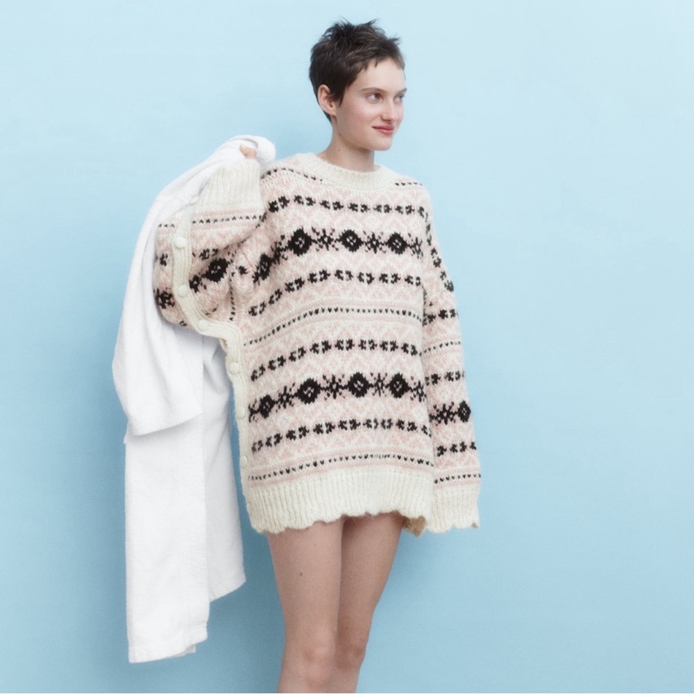 Zara - women’s SIZE XS zara jacquard oversized knit sweater tunic